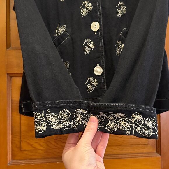 Paris Saint Germain Black Denim Embroidered Jacket Women’s Extra Small Vintage - Picture 2 of 7